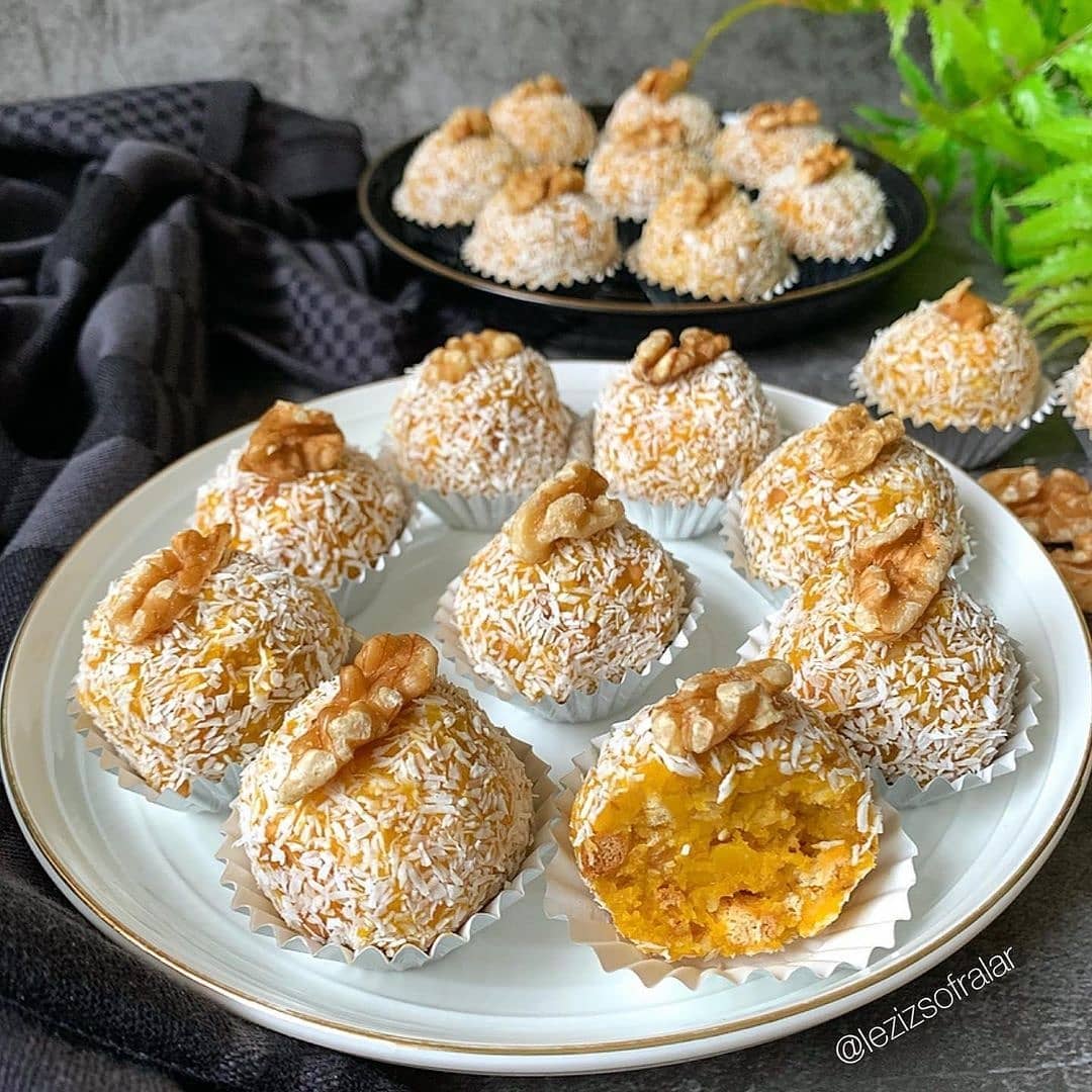 طرز تهیه توپک های کدوحلوایی ترکیه ای خوشمزه و ساده (مرحله به مرحله)