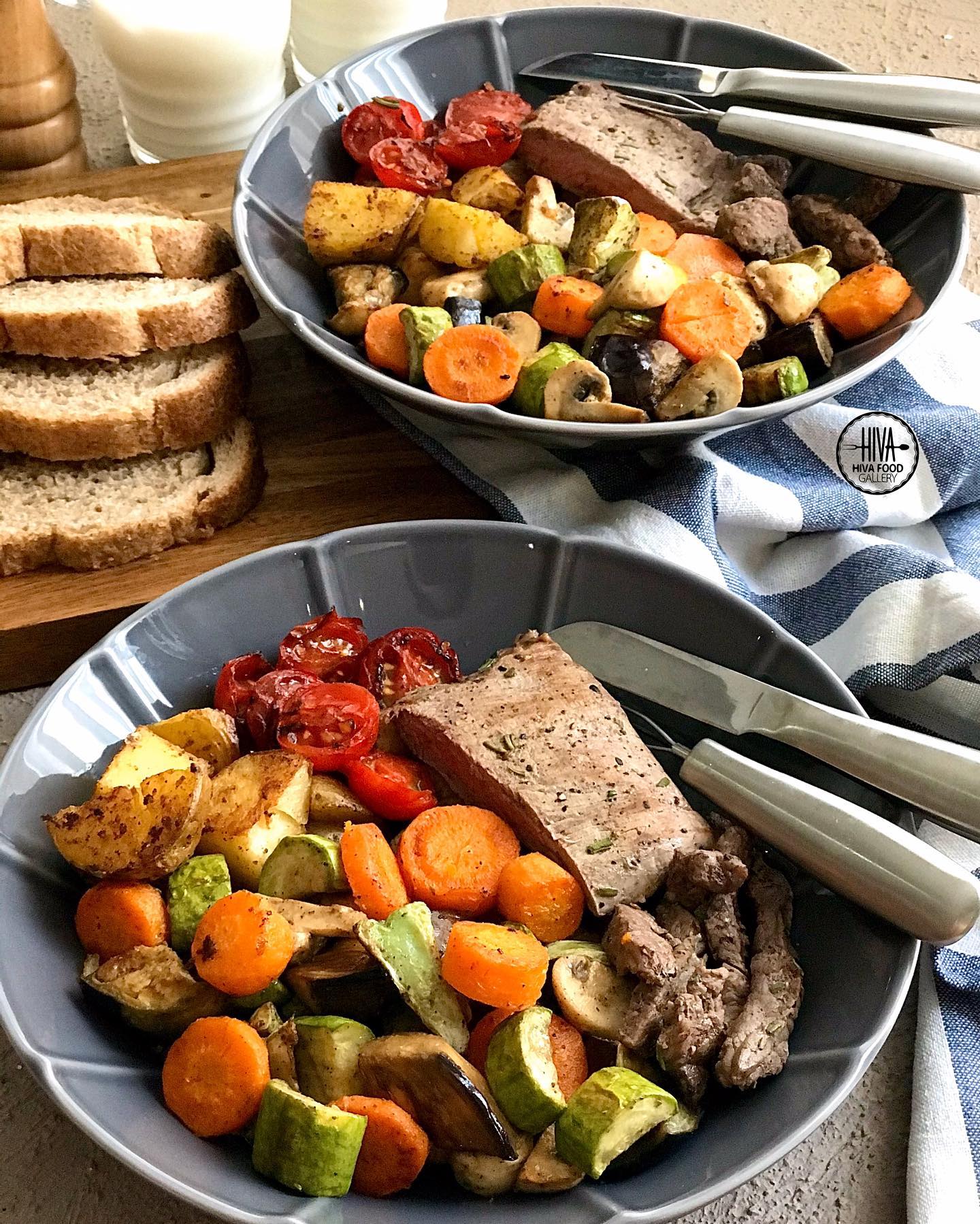 طرز تهیه بشقاب سبزیجات با گوشت خوشمزه و مجلسی به سبک رستورانی