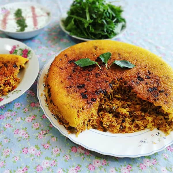 مواد لازم و آموزش ته چین لوبیا پلو برای 2 یا 4 یا 6 نفر | تناسب ساده