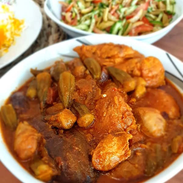 مواد لازم و آموزش خورش بامیه و بادمجان برای 2 یا 4 یا 6 نفر | تناسب ساده