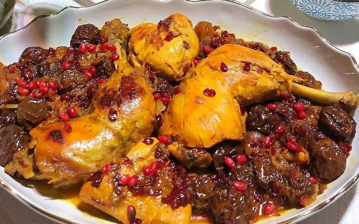 مواد لازم و آموزش خورش مرغ آلو برای 2 یا 4 یا 6 نفر | تناسب ساده