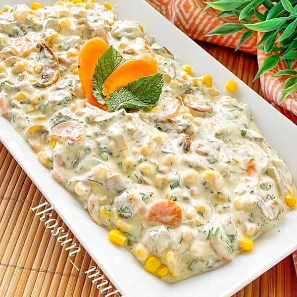 مواد لازم و آموزش سالاد قارچ برای 2 یا 4 یا 6 نفر | تناسب ساده