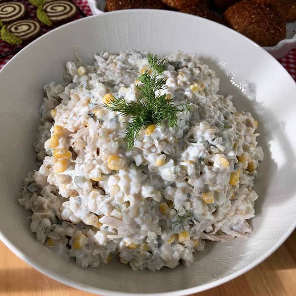 مواد لازم و آموزش سالاد گندم و مرغ برای 2 یا 4 یا 6 نفر | تناسب ساده