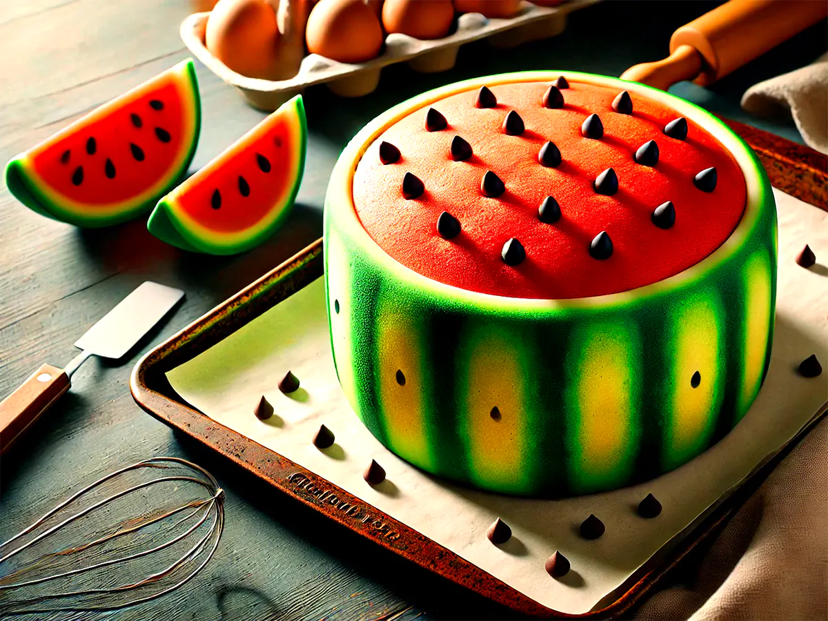 مواد لازم و آموزش کیک یلدایی هندونه ای خانگی (مرحله به مرحله)