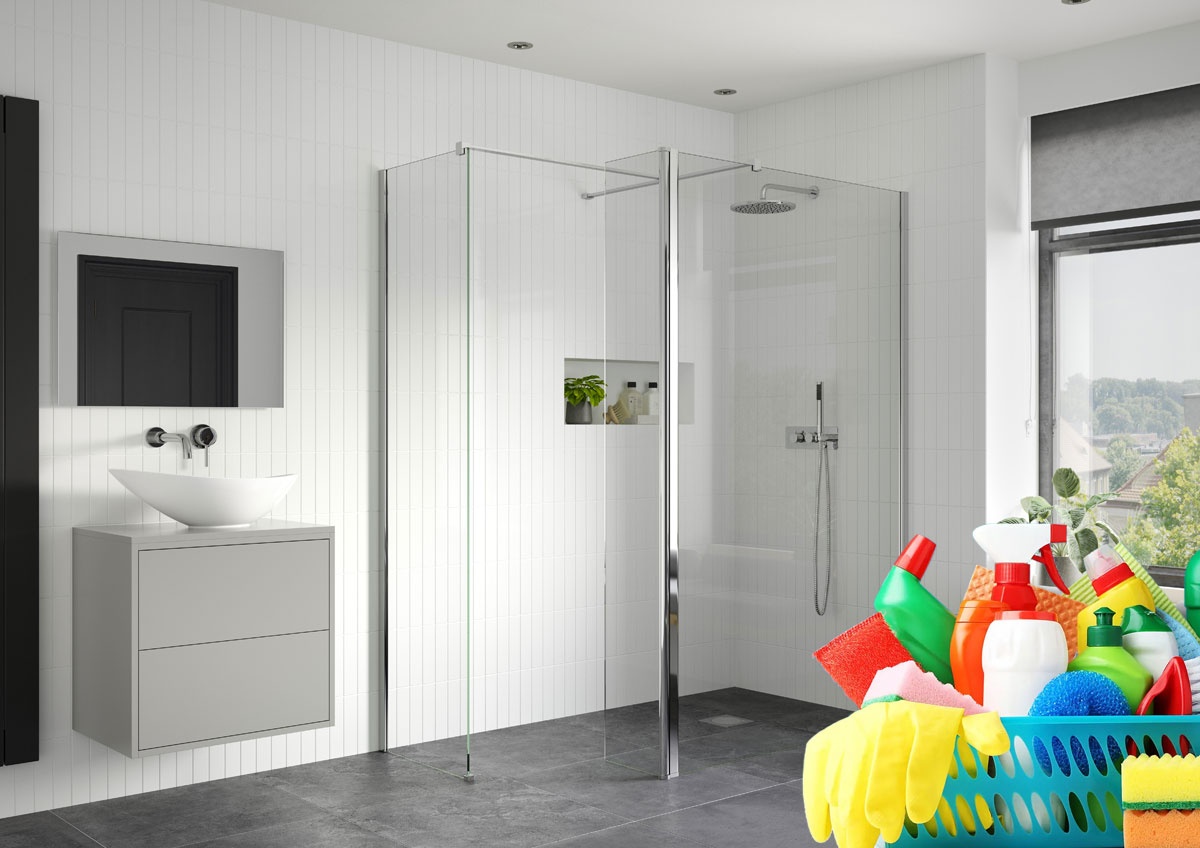 تمیز کردن شیشه کابین دوش حمام