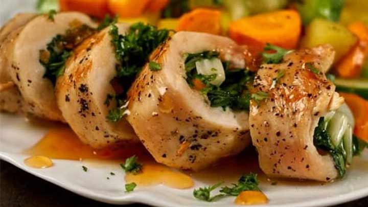 رولت مرغ و سبزیجات