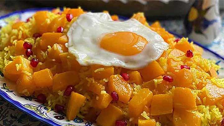 رسپی یک پلوی خوشمزه با کدو حلوایی