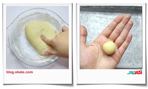 نچسبیدن خمیر شیرینی هلویی به دست