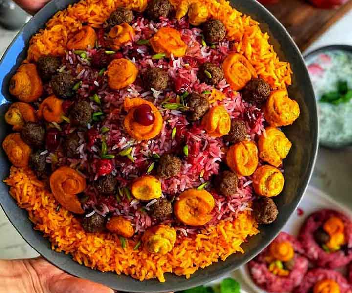رسپی آلبالو پلو با گوشت قلقلی