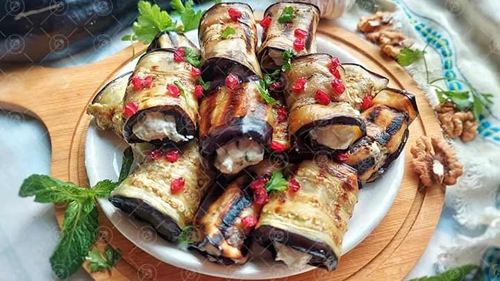 رسپی رول بادمجان و پنیر