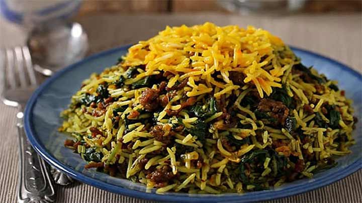 مراحل تهیه اسفناج پلو