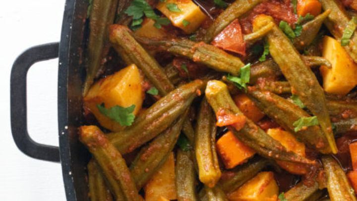 رسپی خورش بامیه و بادمجان