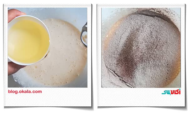 روغن در کیک گلابی شکلاتی