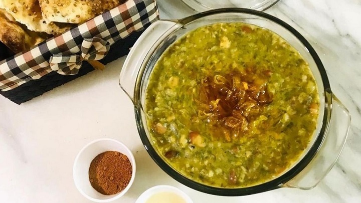 رسپی آش برنج و گشنیز با آلو