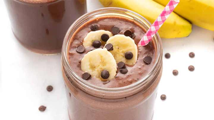 اسموتی شکلات تلخ، موز و‌ گردو