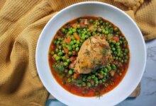 میزان مواد لازم برای تهیه خورش نخود فرنگی (مرحله به مرحله)