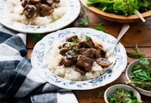چلو گوشت با گوشت بوقلمون (مرحله به مرحله)