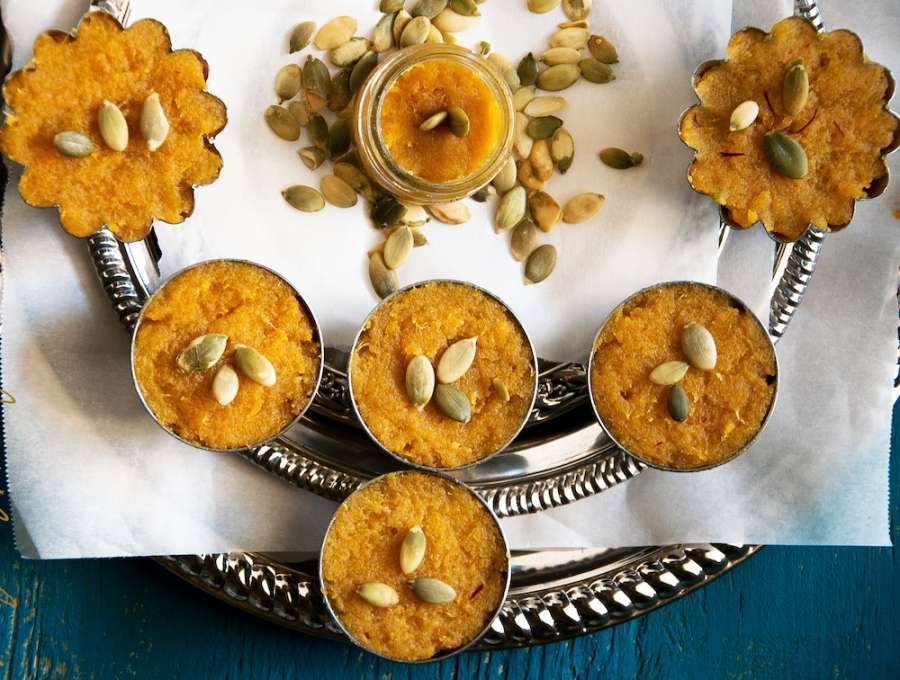 مواد لازم برای حلوای کدو حلواییحلوای کدو حلوایی  (مرحله به مرحله)