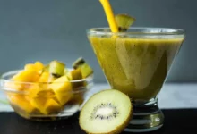 اسموتی انبه و کیوی (مرحله به مرحله)
