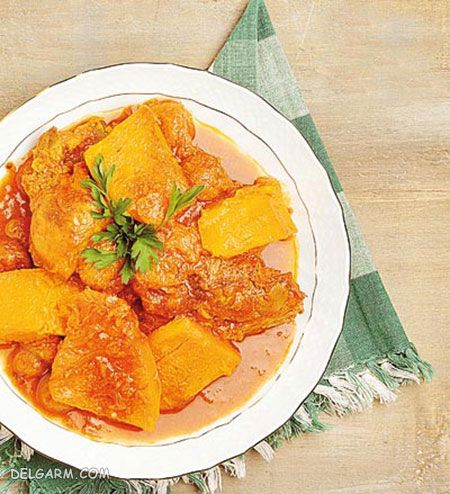 غذای ساده و خوشمزه خورش کدو حلوایى