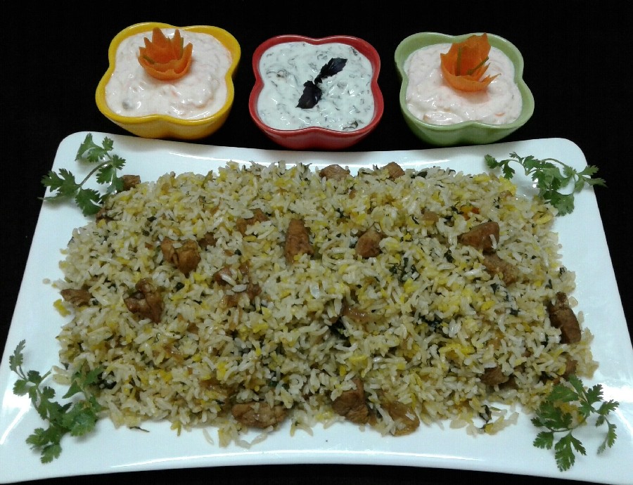 دستور تهیه پخت گشنیز پلو با گوشت یا مرغ (مرحله به مرحله)