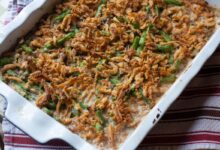 دستور تهیه کاسرول لوبیا سبز با مرغ خوشرنگ و خوشمزه (مرحله به مرحله)