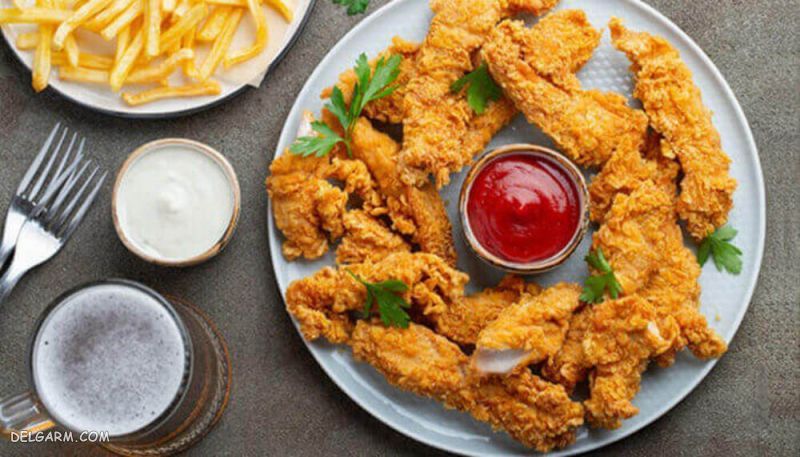 دستور تهیه فیله مرغ استریپس غذای سه سوته و خوشمزه (مرحله به مرحله)