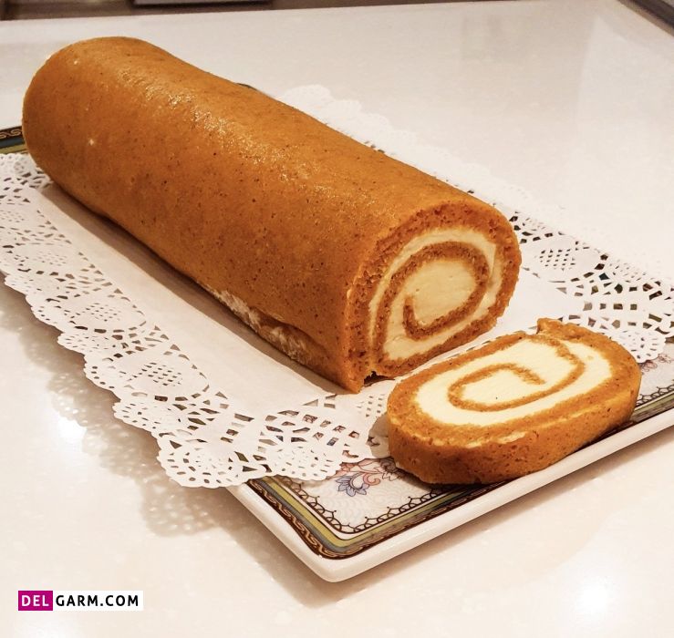 دستور تهیه کیک رولتی کدو حلوایی مجلسی ویژه پاییز (مرحله به مرحله)