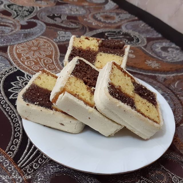 دستور تهیه کیک شطرنجی خوشمزه و آسان (مرحله به مرحله)