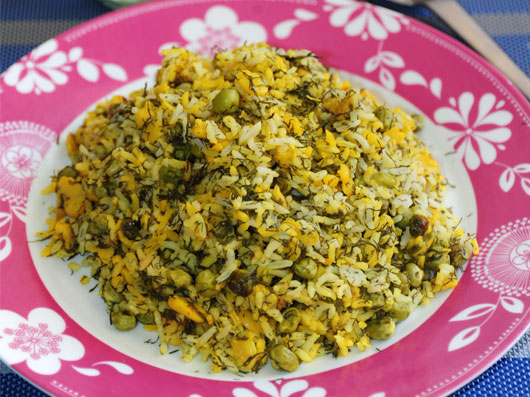 دستور تهیه ی شوید پلو با نخود فرنگی به سبک سنتی (مرحله به مرحله)