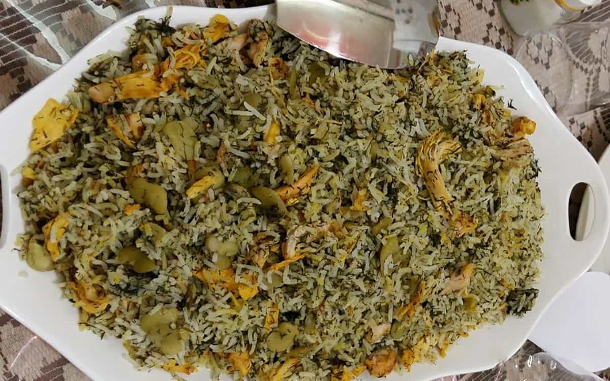 مواد لازم و آموزش باقالی پلو با مرغ ریش ریش برای 2 یا 4 یا 6 نفر | تناسب ساده