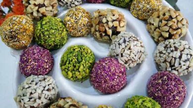 مواد لازم و آموزش توپک خرمایی خانگی (مرحله به مرحله)