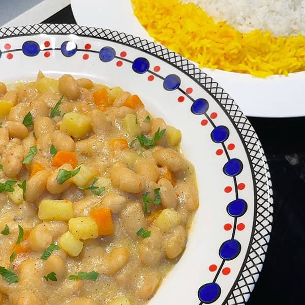 مواد لازم و آموزش خورش لوبیا سفید گیاهی برای 2 یا 4 یا 6 نفر | تناسب ساده