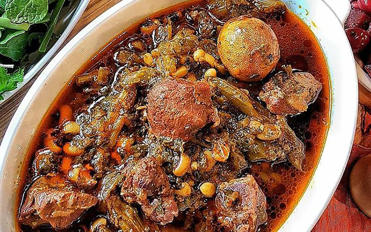 مواد لازم و آموزش خورش کرفس با لوبیا چشم بلبلی برای 2 یا 4 یا 6 نفر | تناسب ساده