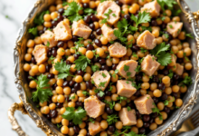مواد لازم و آموزش سالاد تن ماهی با لوبیا چشم بلبلی خانگی (مرحله به مرحله)