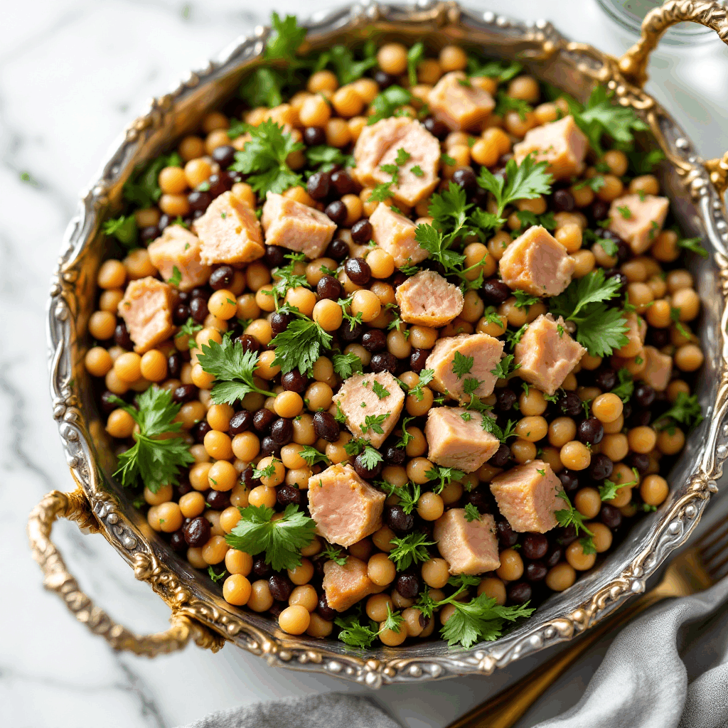 مواد لازم و آموزش سالاد تن ماهی با لوبیا چشم بلبلی خانگی (مرحله به مرحله)