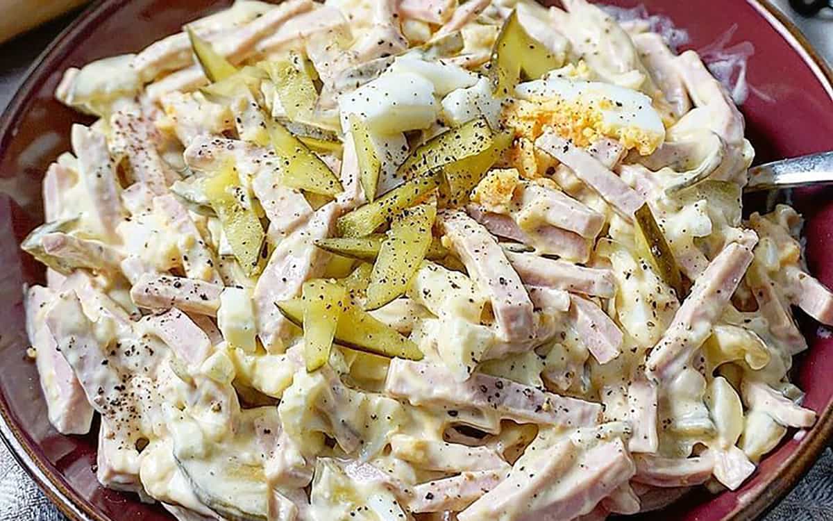 مواد لازم و آموزش سالاد ژامبون برای 2 یا 4 یا 6 نفر | تناسب ساده مواد لازم و آموزش سالاد ژامبون برای 2 یا 4 یا 6 نفر | تناسب ساده