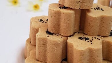 مواد لازم و آموزش شیرینی نخودچی بدون فر خانگی (مرحله به مرحله)