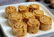 مواد لازم و آموزش شیرینی گردویی رولی خانگی (مرحله به مرحله)