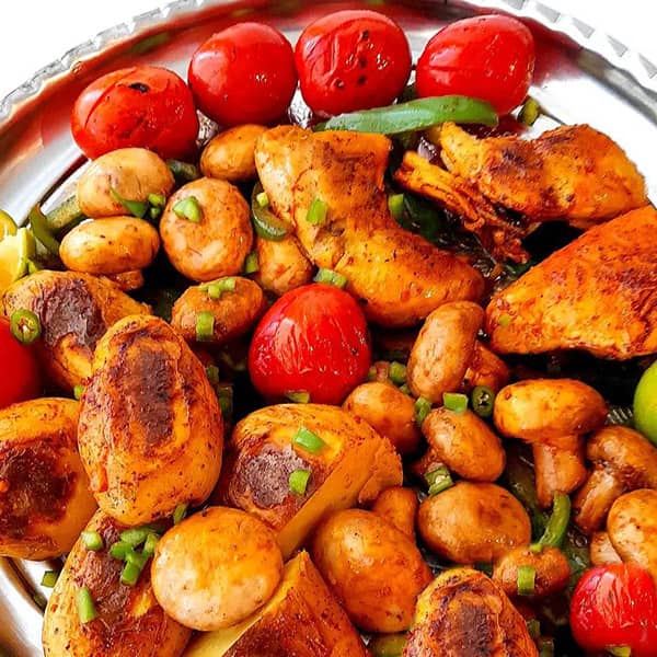 مواد لازم و آموزش مرغ و سیب زمینی در فر برای 2 یا 4 یا 6 نفر | تناسب ساده