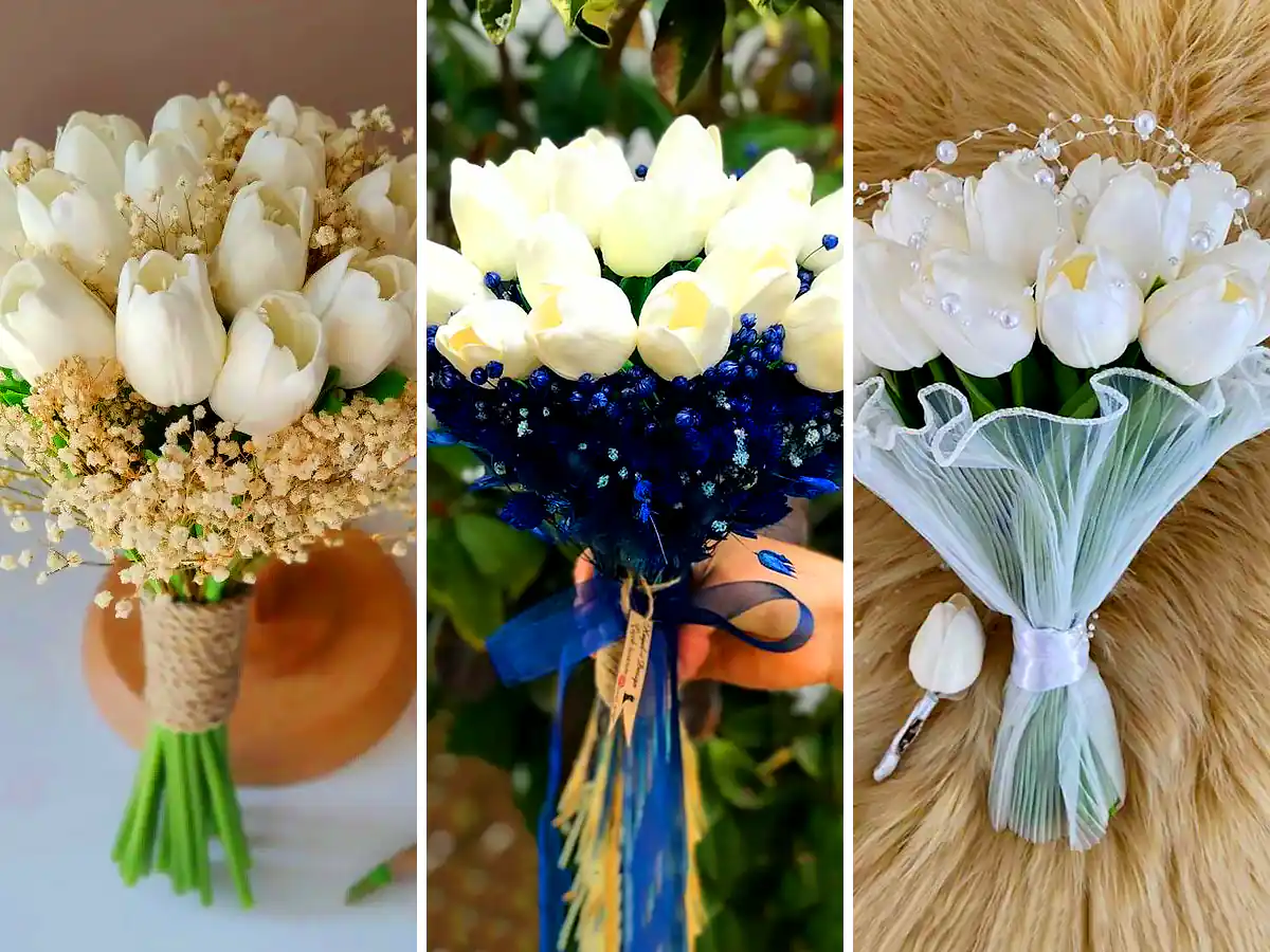 دسته گل لاله عروس (جدیدترین مدل های ترند امسال ۱۴۰۴ - ۲۰۲۵)