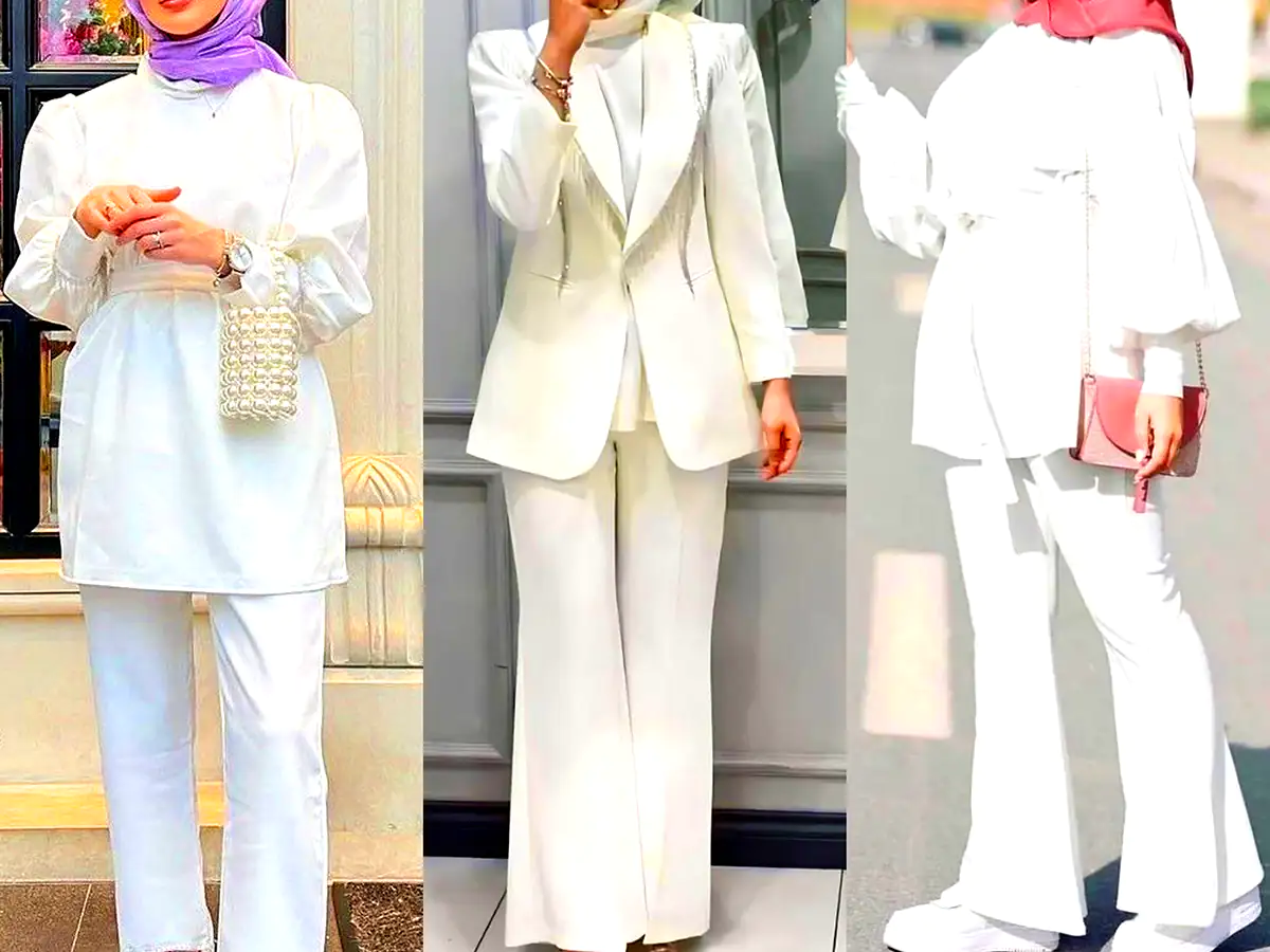 ست مانتو شلوار سفید مجلسی (جدیدترین مدل های ترند امسال ۱۴۰۴ - ۲۰۲۵)