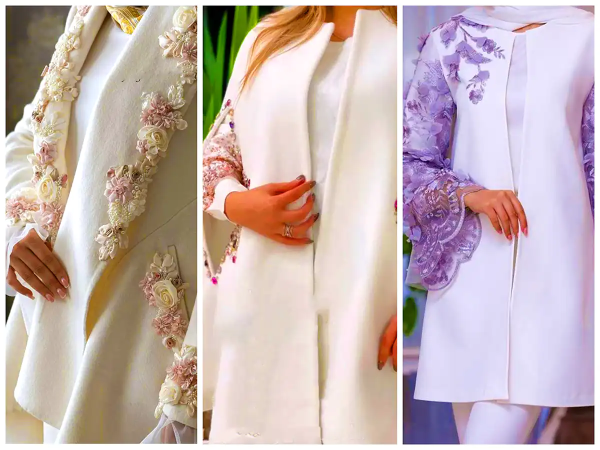 مانتو مجلسی سفید شیری (جدیدترین مدل های ترند امسال ۱۴۰۴ - ۲۰۲۵)
