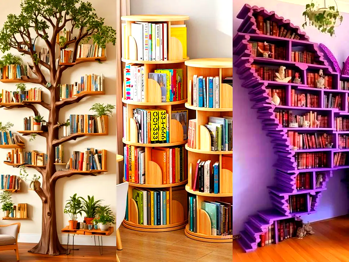 کتابخانه چوبی دیواری (جدیدترین مدل های ترند امسال ۱۴۰۴ - ۲۰۲۵)