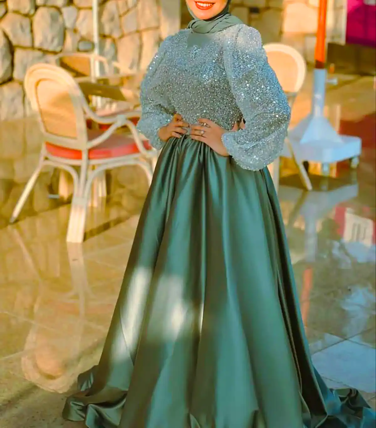 ماکسی مجلسی مزونی ساتن