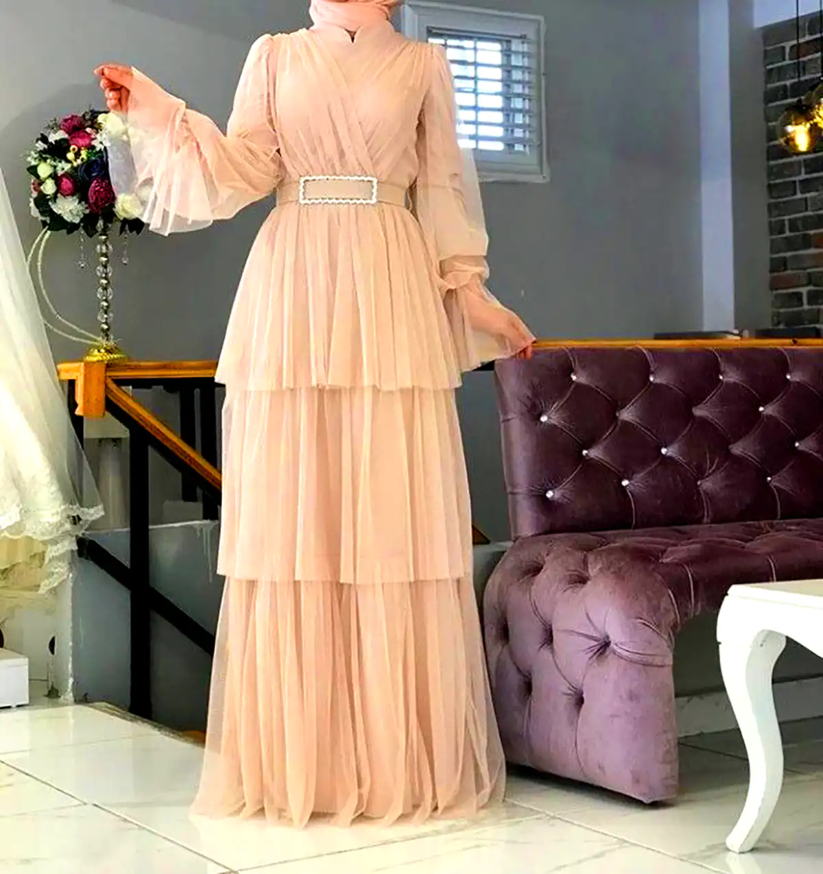 پیراهن مجلسی حریر چیندار