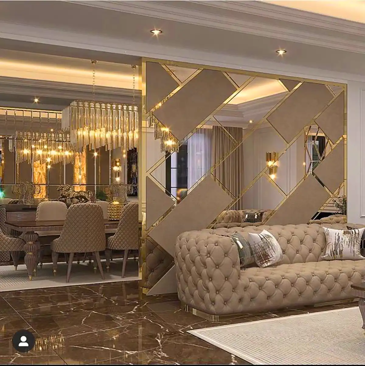 آینه کاری دیواری مدرن