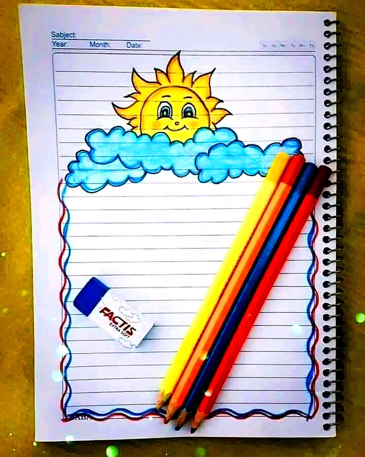 نقاشی ساده حاشیه دفتر 