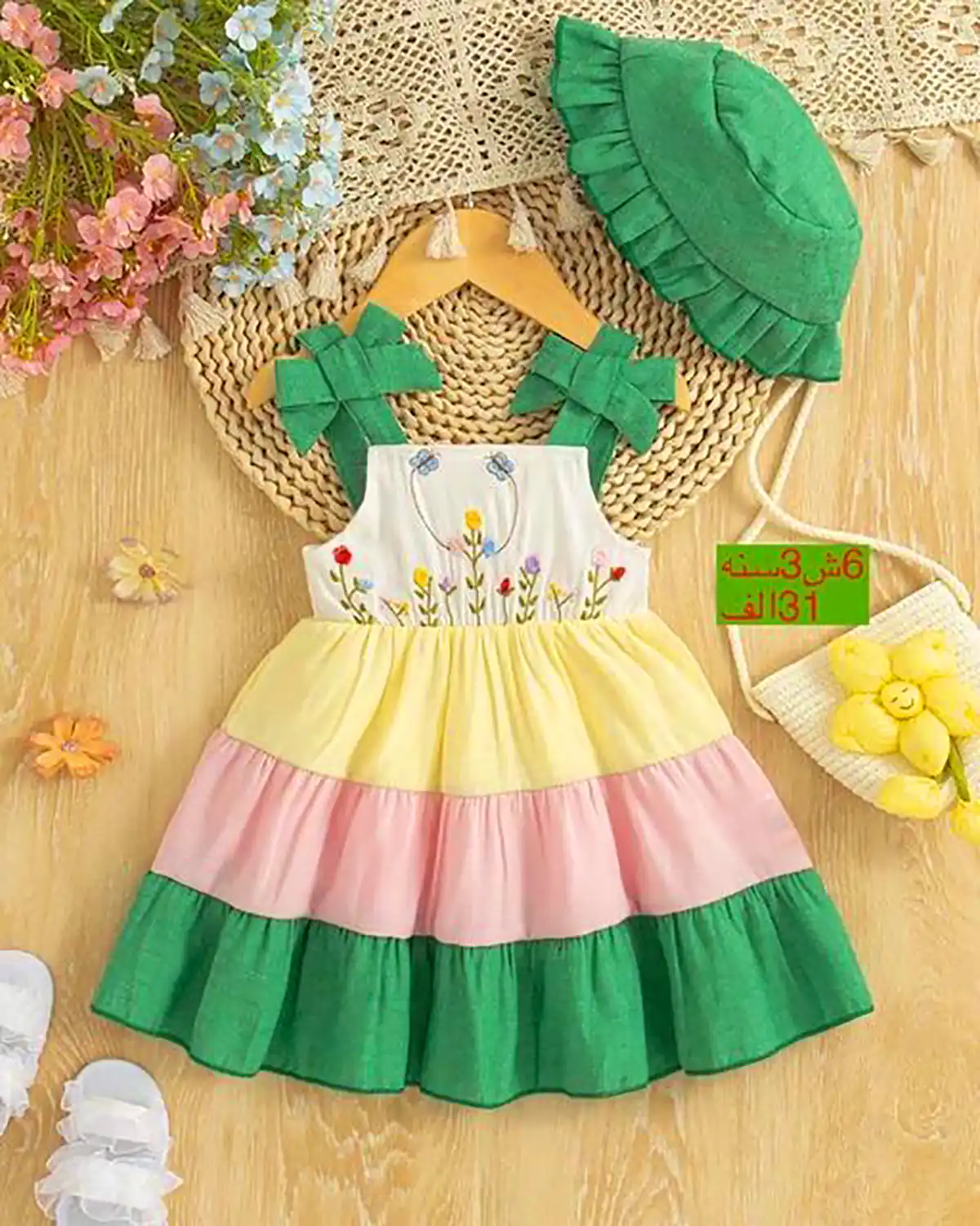 پیراهن طبقه‌ای رنگی دخترانه