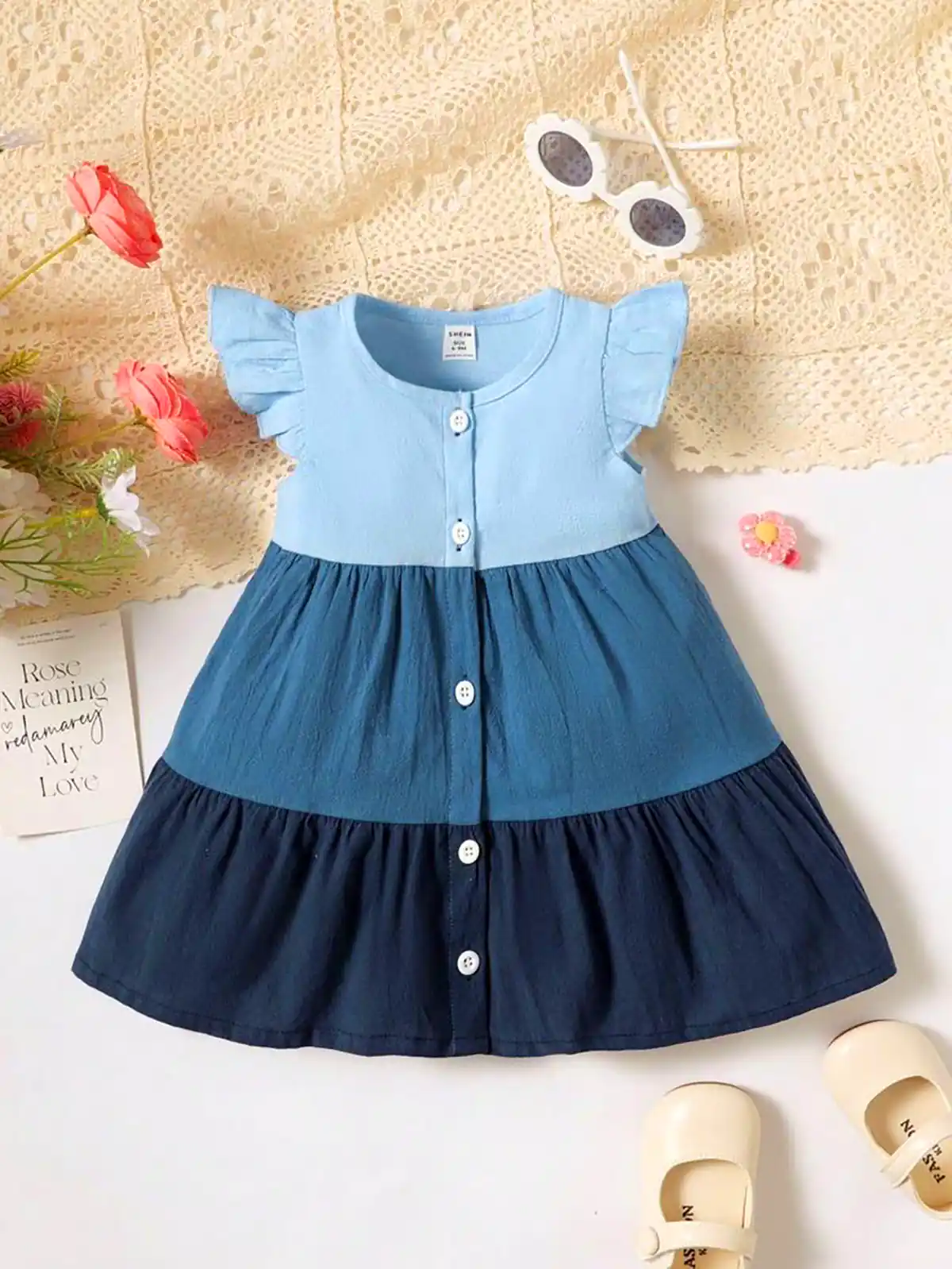 پیراهن طبقه‌ای رنگی دخترانه